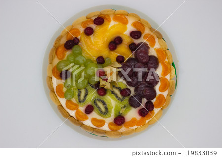 Colorful Fruit Tart Close-Up with Fresh Berries Colorful Fruit Tart Close-Up with Fresh Berries 119833039