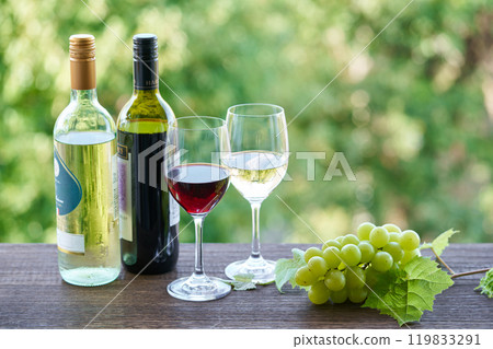 紅酒和白葡萄酒 119833291