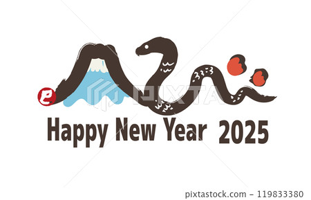 2025 Year of the Snake New Year's card lettering design 119833380