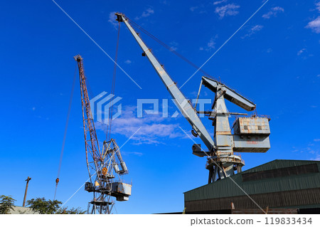 A large crane near Muroran Port in Muroran City, Hokkaido 119833434