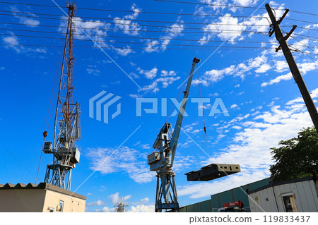 A large crane near Muroran Port in Muroran City, Hokkaido 119833437