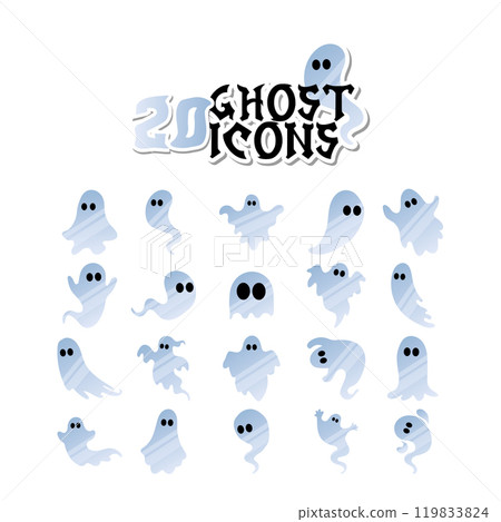 Set of cute blue ghost icons for Halloween, Vector Set of cute blue ghost icons for Halloween, Vector 119833824