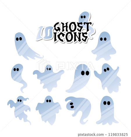 Set of cute blue ghost icons for Halloween, Vector Set of cute blue ghost icons for Halloween, Vector 119833825