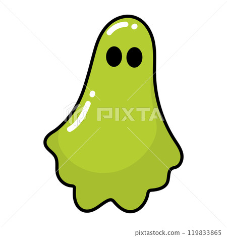 Green ghost cartoon with smooth shiny surface, Vector 119833865