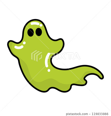 Green ghost cartoon with smooth shiny surface, Vector 119833866