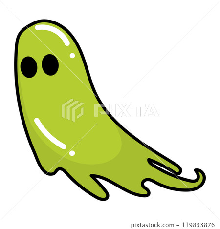 Green ghost cartoon with smooth shiny surface, Vector 119833876