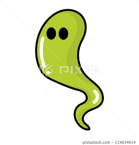 Green ghost cartoon with smooth shiny surface, Vector 119834614