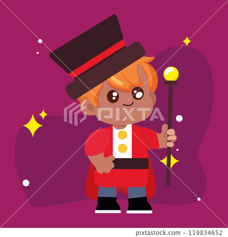 Adorable ringmaster costume with top hat and cane Vector 119834652