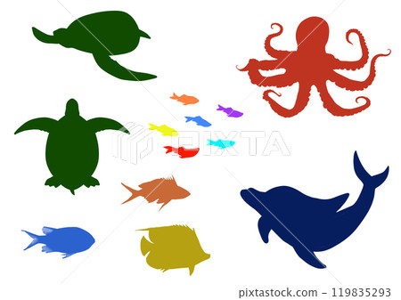 海洋生物插圖集剪影 海洋生物插圖集剪影 119835293