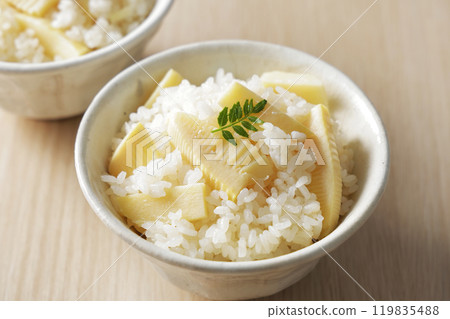 Bamboo shoot rice served in a bowl 119835488