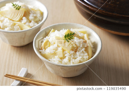 Bamboo shoot rice served in a bowl 119835490