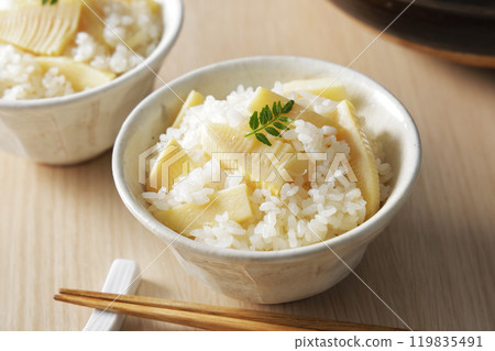 Bamboo shoot rice served in a bowl 119835491