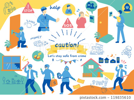 預防犯罪插畫素材合集 119835610