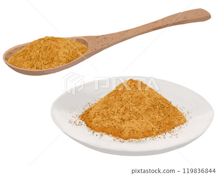 Consommé granules (with wooden spoon and plate) Consommé granules (with wooden spoon and plate) 119836844