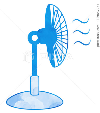 Illustration material: Electric fan, landscape, watercolor Illustration material: Electric fan, landscape, watercolor 119837255