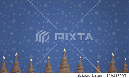 海軍藍色背景，雪花圖案，內襯棕色木紋聖誕樹 119837305