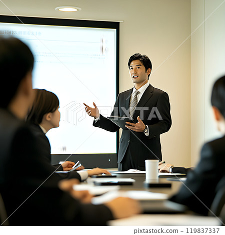 會議上的商人正在做演示 119837337