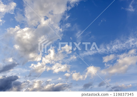 Clouds shining in the sun's oblique rays [Sunset scenery as background material] 119837345