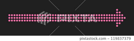 Straight Long Arrow. Pink Dashed arrow icon. Symbol for apps and web sites. Vector illustration isolated on black background 119837379