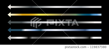 Straight Long Arrow. Set of simple Symbols for apps and websites. Vector flat illustration. Silver pointers isolated on black background 119837380