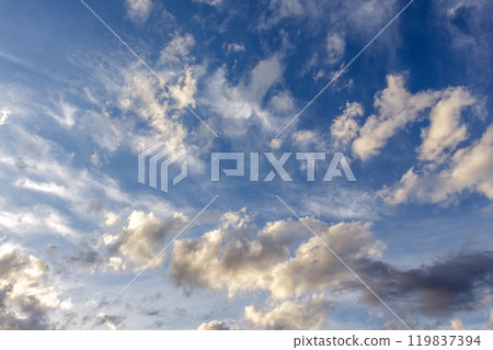 Clouds shining in the sun's oblique rays [Sunset scenery as background material] 119837394