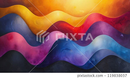 Appreciate the vibrant and dynamic design of abstract color waves featured in this artwork 119838037