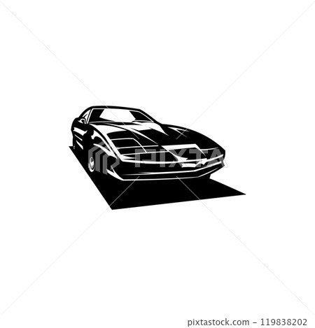 Kitt Knight Rider view from front on white background monochrome illustration vector design secured badge, logo, emblem, icon, design sticker. available in eps 10 119838202