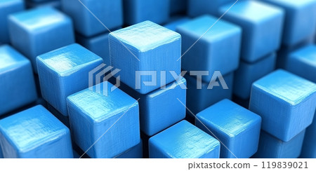 Blue cubes stacked in a pattern. Blue cubes stacked in a pattern. 119839021