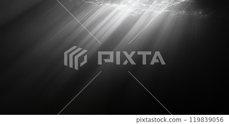 Light beams through the dark water. 119839056