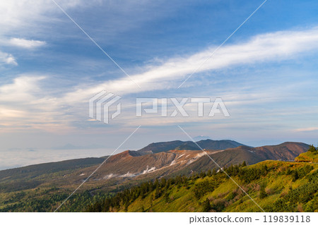 《Gunma Prefecture》 View of the highest point of the national highway at dawn in Shibutoge 119839118
