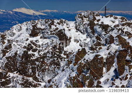 嚴冬的八嶽山脈、赤嶽山頂和淺間山/谷川山脈 119839413