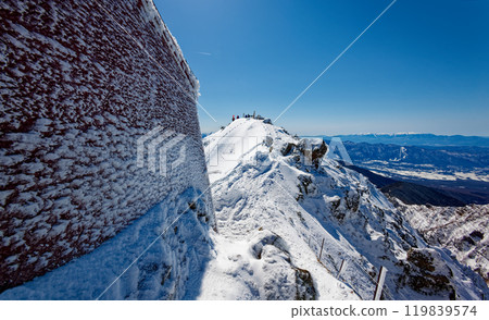 八嶽山脈和赤岳峰的冬季風景 119839574