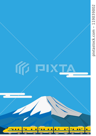 富士山風景插畫與玩具風格923型黃色博士垂直 119839802