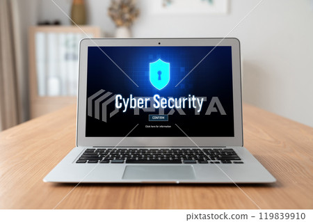 Cyber security system on computer screen protect private information snugly 119839910