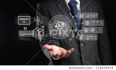 Human interact with AI artificial intelligence virtual assistant FaaS Human interact with AI artificial intelligence virtual assistant FaaS 119839914