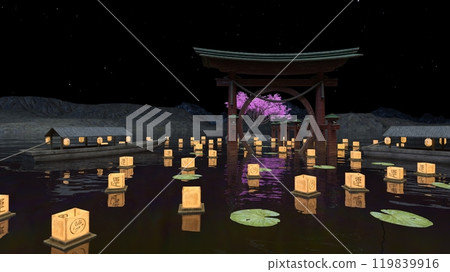 Torii漂浮在海中 119839916