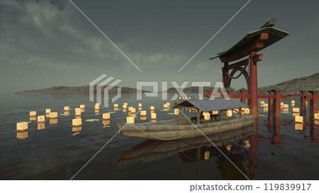 Torii漂浮在海中 119839917