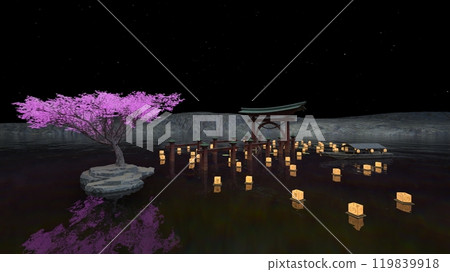 Torii that floats in the sea 119839918