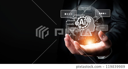 Human interact with AI artificial intelligence virtual assistant FaaS Human interact with AI artificial intelligence virtual assistant FaaS 119839989