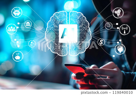 Human interact with AI artificial intelligence brain process generative AI EIDE 119840010