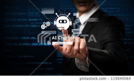 Human interact with AI artificial intelligence virtual assistant FaaS Human interact with AI artificial intelligence virtual assistant FaaS 119840064