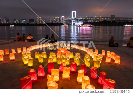[東京]台場海燈節和台場海濱公園的夜景 119840445