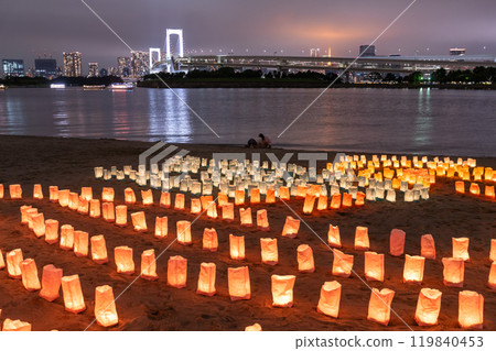 [東京]台場海燈節和台場海濱公園的夜景 119840453