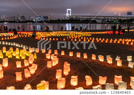 《Tokyo》Odaiba Seaside Lights Festival and night view of Odaiba Seaside Park 119840465