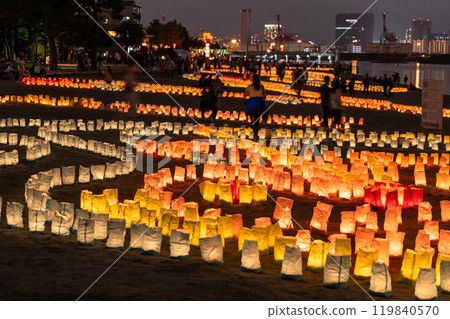 [東京]台場海燈節和台場海濱公園的夜景 119840570