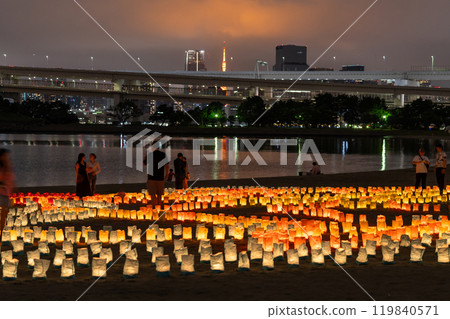 [東京]台場海燈節和台場海濱公園的夜景 119840571