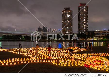 [東京]台場海燈節和台場海濱公園的夜景 119840577