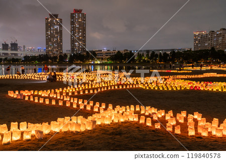 [東京]台場海燈節和台場海濱公園的夜景 119840578
