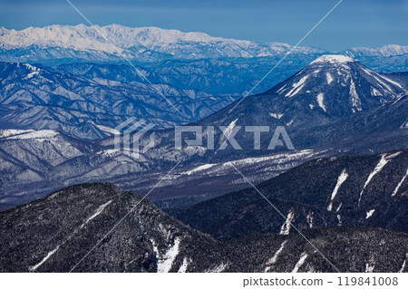 Winter view of Mt. Tateshina and Mt. Hakuba from Mt. Akadake in the Yatsugatake Mountains Winter view of Mt. Tateshina and Mt. Hakuba from Mt. Akadake in the Yatsugatake Mountains 119841008