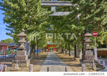 千葉縣市川市葛飾八幡宮鳥居與參道 千葉縣市川市葛飾八幡宮鳥居與參道 119841535
